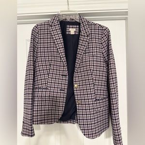 JCrew purple and blush houndstooth blazer